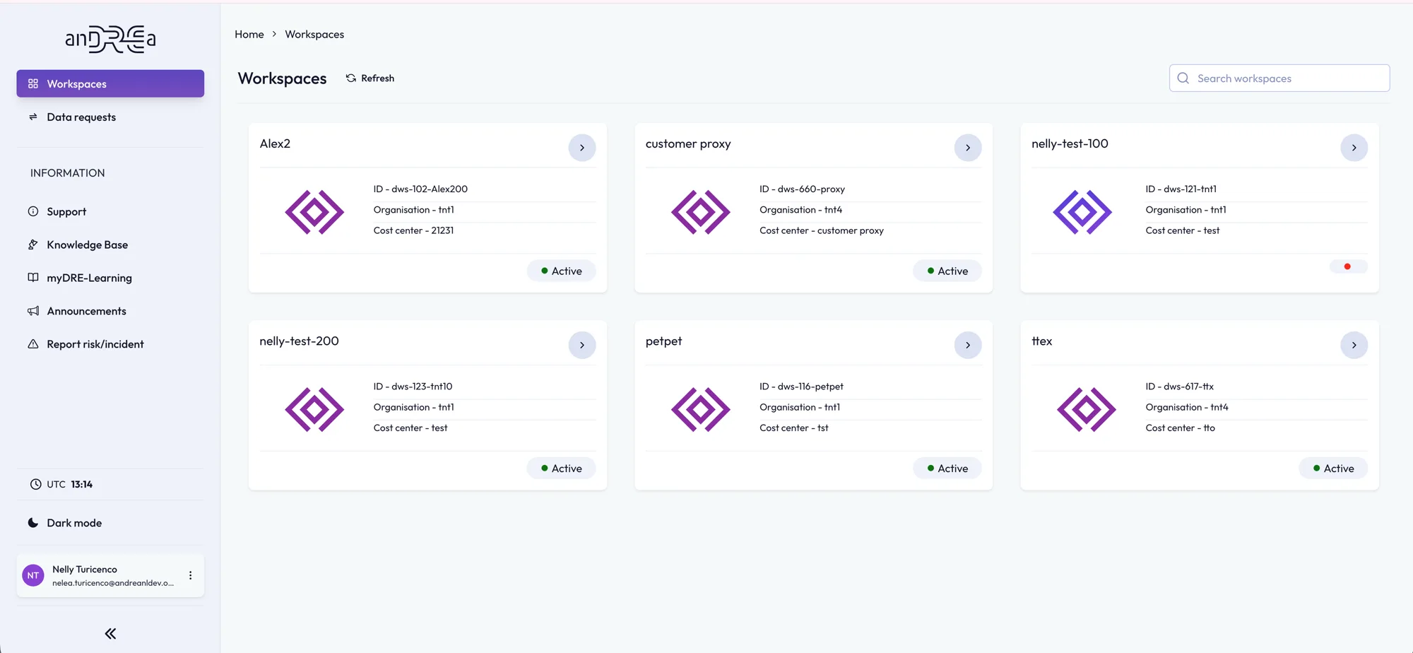 The myDRE user portal: a researcher's workspaces, data requests and support links